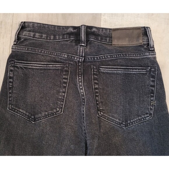 American Eagle Mom Jeans Sz 0 Short (25x24) Black Destroyed Cuffed Denim Organic - Picture 6 of 7